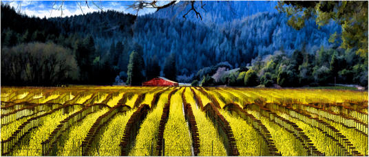 Mustard & Red Barn   (10"x24" on canvas)