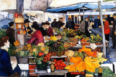Market Day -watercolor